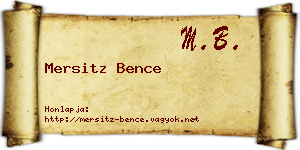 Mersitz Bence névjegykártya